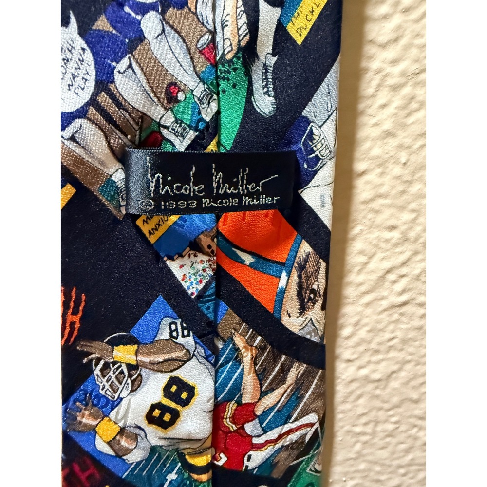 Nicole Miller 1993 Football Silk Mens Tie Vintage Rare Athletic 90's Super Bowl - Picture 2 of 8